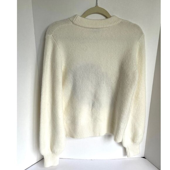 Kate Spade Cashmere Wool Sweater Womens large Ivory Sparkle Kiss Red Lip - Picture 5 of 8